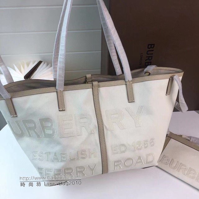 Burberry專櫃新款包包 巴寶莉棉麻混紡帆布Beach Tote沙灘托特包手提包  db1225